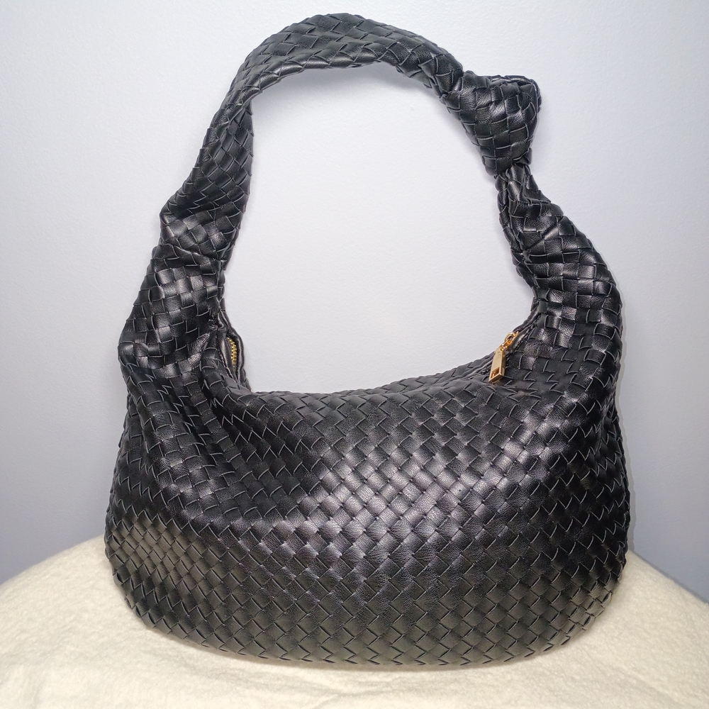 Mellie Bianco Woven Black Bag